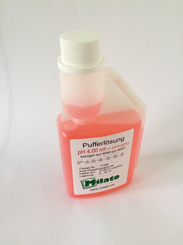 Pufferlösung pH 4 rot mit Dosierflasche