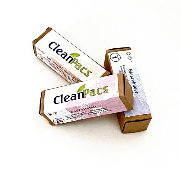 Cleanpacs nachhaltige Reinger - Starter-Kit: Glasreiniger, Badreiniger und Citrus Allesreiniger
